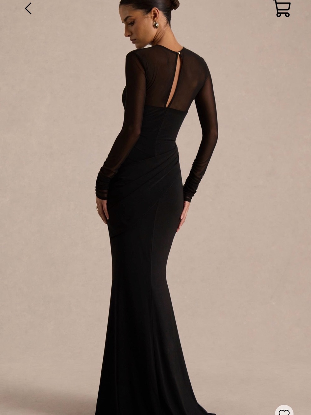 Sleek Black Long-Sleeve Mesh Maxi Dress - Picture 2 of 3